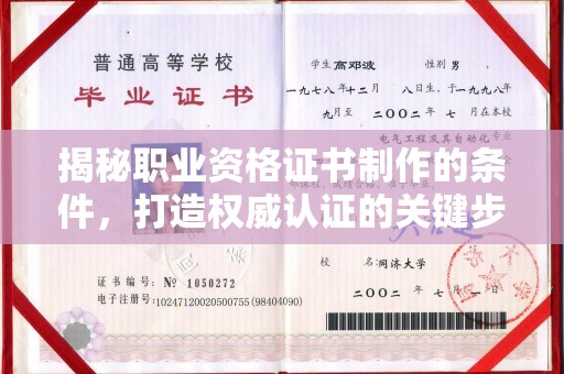 葫芦岛揭秘职业资格证书制作的条件，打造权威认证的关键步骤